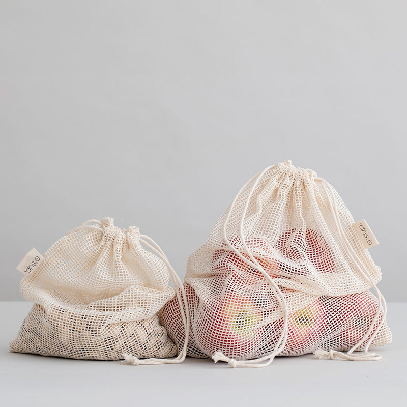 small fresh produce bag with nuts and large fresh produce bag with apples